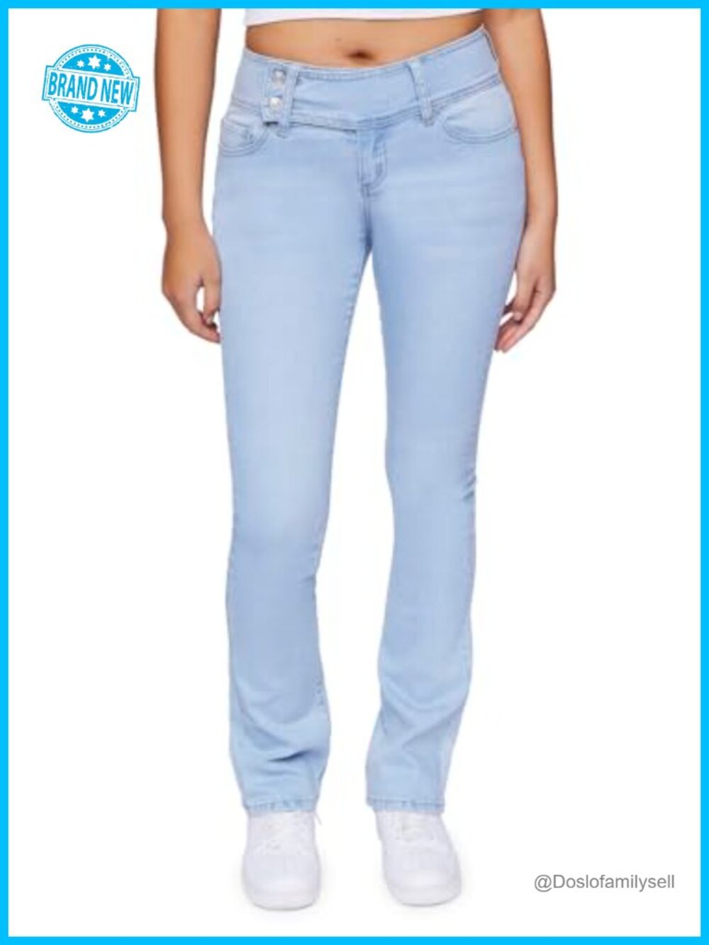 Mid-Rise Bootcut Stretch Denim Jeans Zip Fly Flare Leg